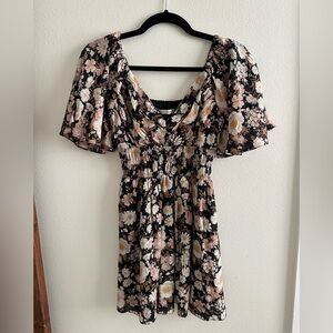 Abercrombie & Fitch Floral Black and Pink Mini Dress